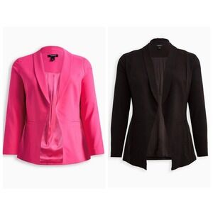 TORRID Pink & Black Studio Crepe Open-Front Blazer Bundle (x2) | 00 (10 M/L)
